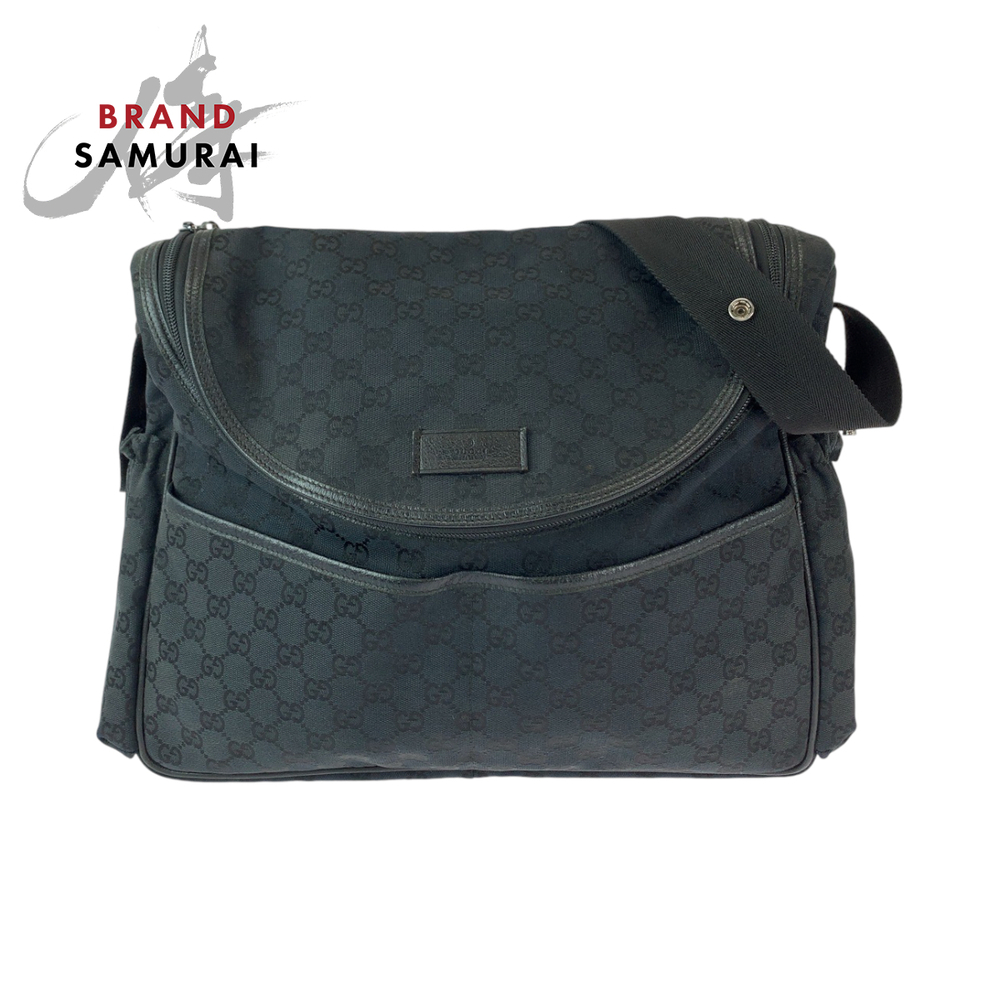 GUCCI black shoulder bag messenger GG canvas
